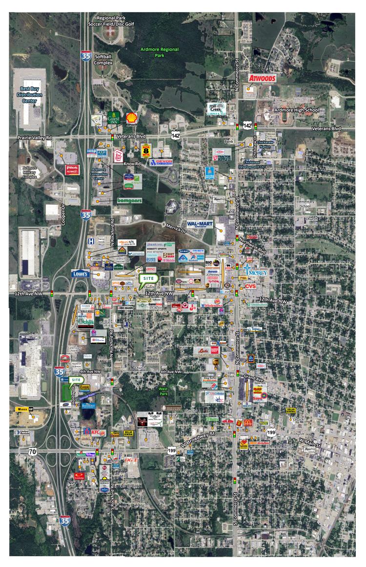 full equipment restaurant for lease in Ardmore, OK retailer aerial