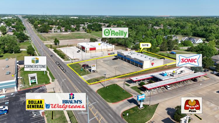 Legacy Center retail space for lease Midwest City, Ok retailer aerial