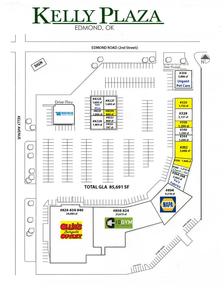 Kelly Plaza retail space for lease, Edmond, OK