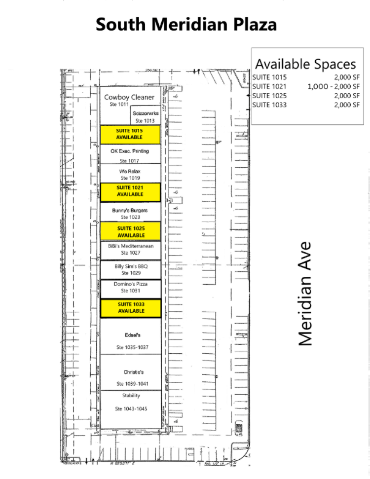 South Meridian Plaza retail space for lease Oklahoma City