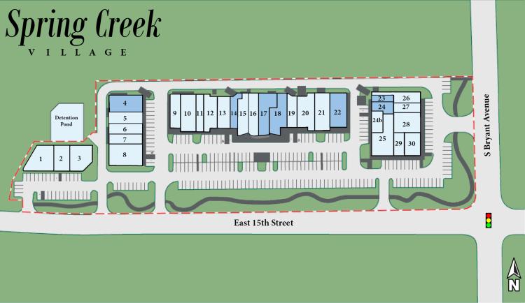 Spring Creek Village retail space for lease Edmond, OK site plan
