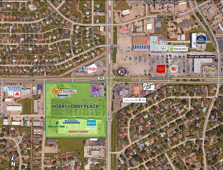 Hobby Lobby Plaza, Wichita Falls, Tx retail space for lease aerial of location