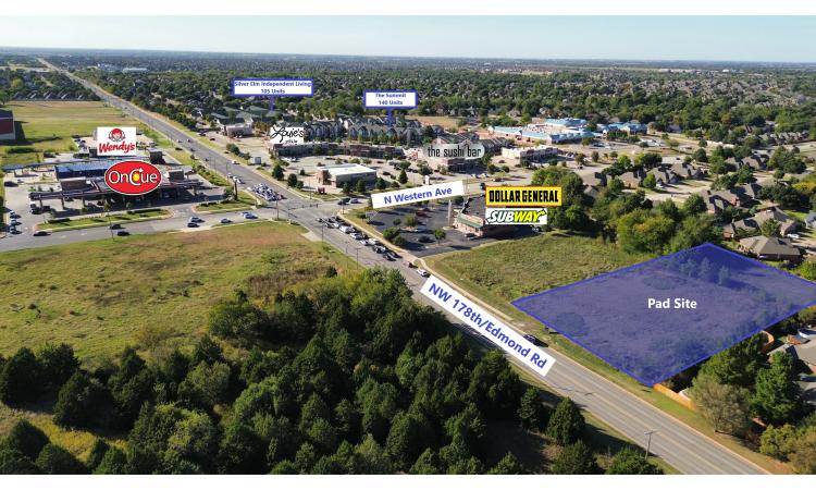 NW 178th & Western Pad Site for build to suit or ground lease, Edmond, Ok