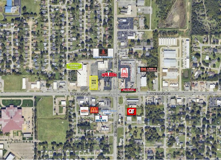 pad site for ground lease or for sale Broken Arrow, OK aerial