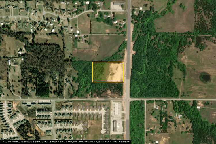 5.48 acres land for sale Harrah, OK aerial
