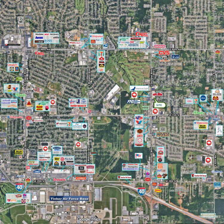 retail shopping center for sale Midwest City, OK aerial