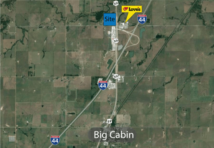 land for sale NW Corner of E 310 Rd and Highway 69 Big Cabin, OK