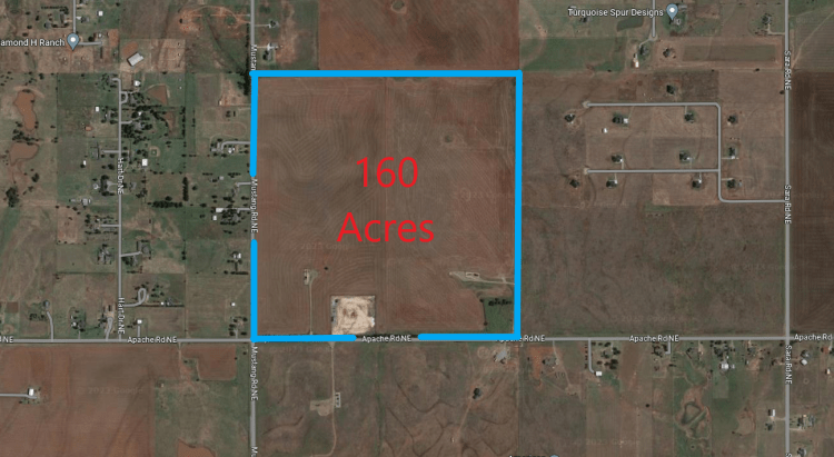 NE Corner of Apache Rd NE and Mustang Rd NE 160 acres for sale, Piedmont, OK