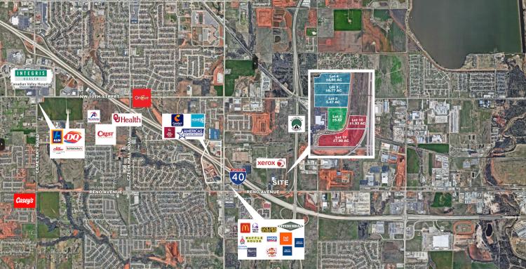 Industrial lots for sale - Yukon, Ok retail aerial